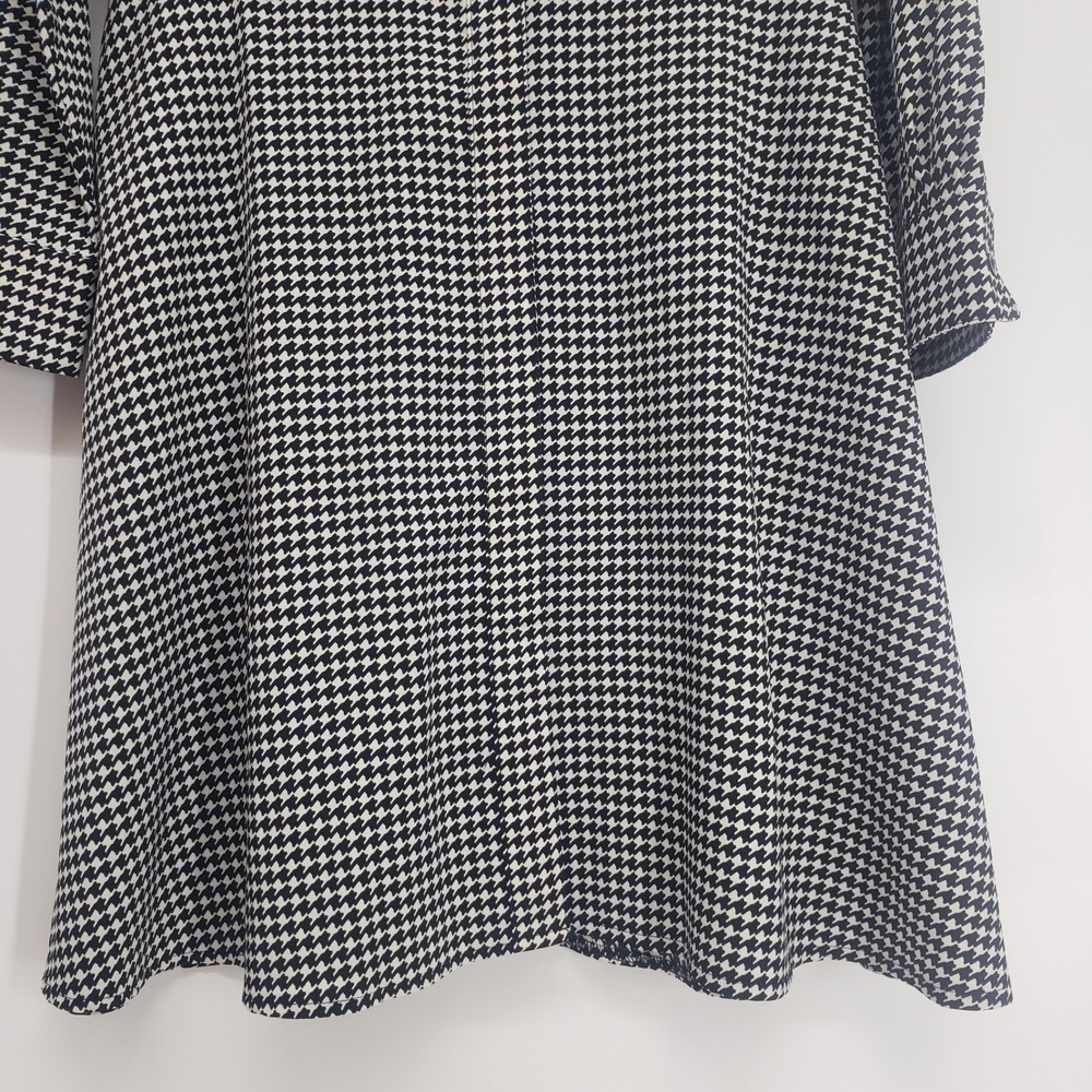Ralph Lauren Houndstooth Fit & Flare Shirt Dress Size 10 Black White Long Sleeve - Picture 6 of 9
